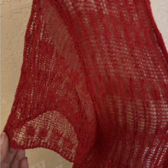 Lightweight Open Knit Rust Cardigan Sz L - Picture 3 of 8